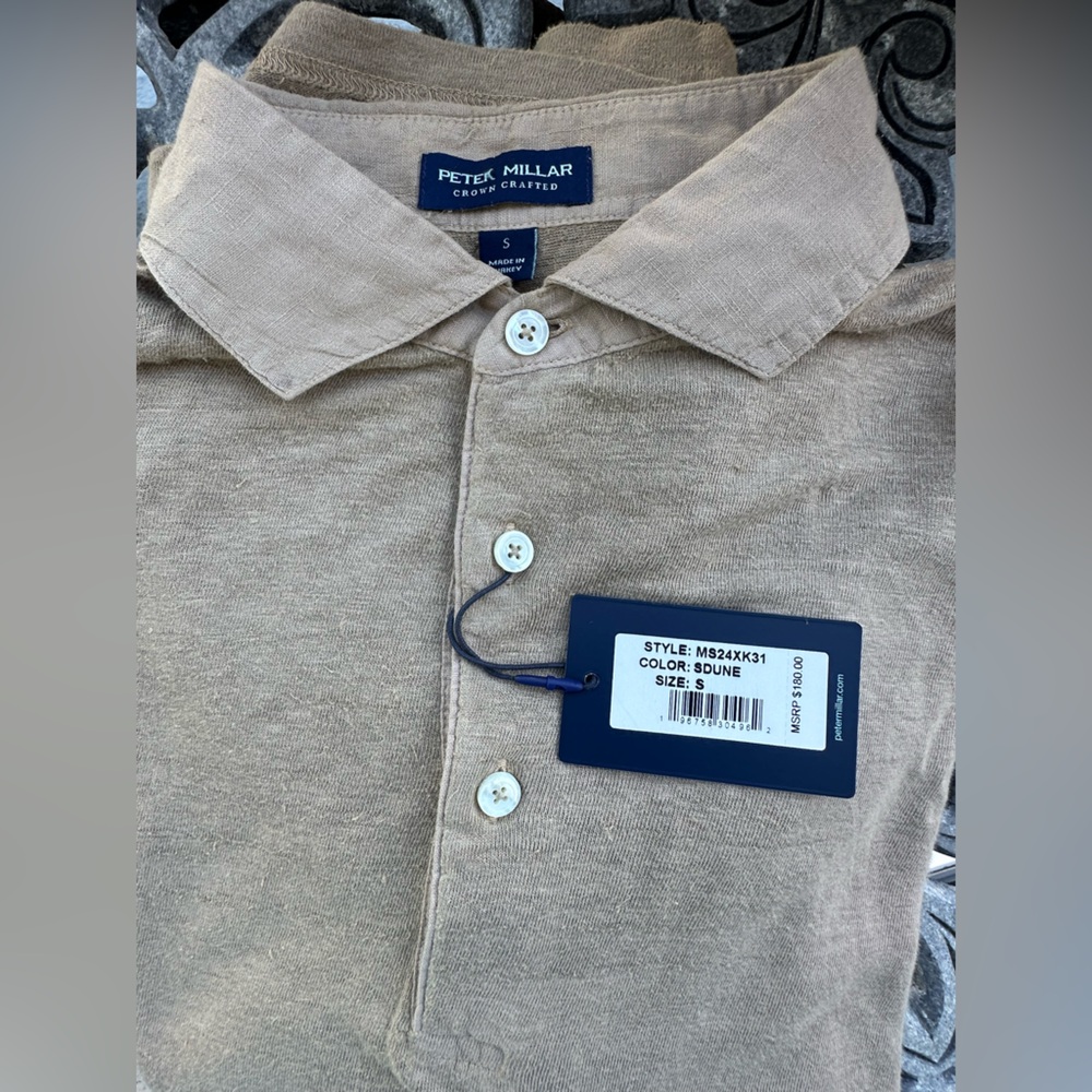 Peter Millar Men's Polo in Light Tan - Picture 4 of 6